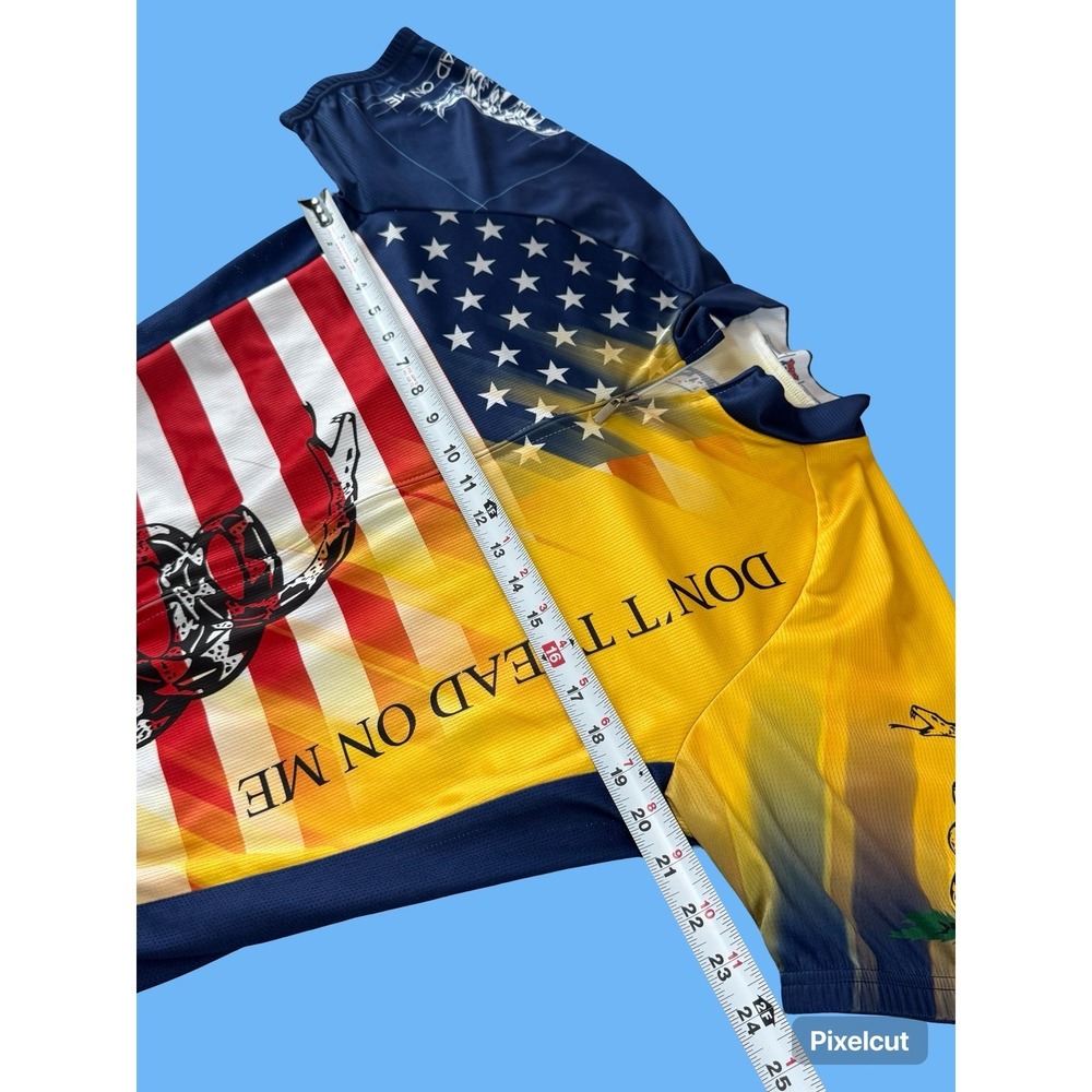 Mens Gadsden Flag Dont Tread On Me Cycling Jersey American Flag Patriotic Blue L - Picture 4 of 8